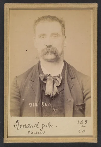 Renaud. Jules. 41 ans, né à Anteuil (Doubs). Cordonnier. Anarchiste. 27/2/94. by Alphonse Bertillon, photograph, 1894