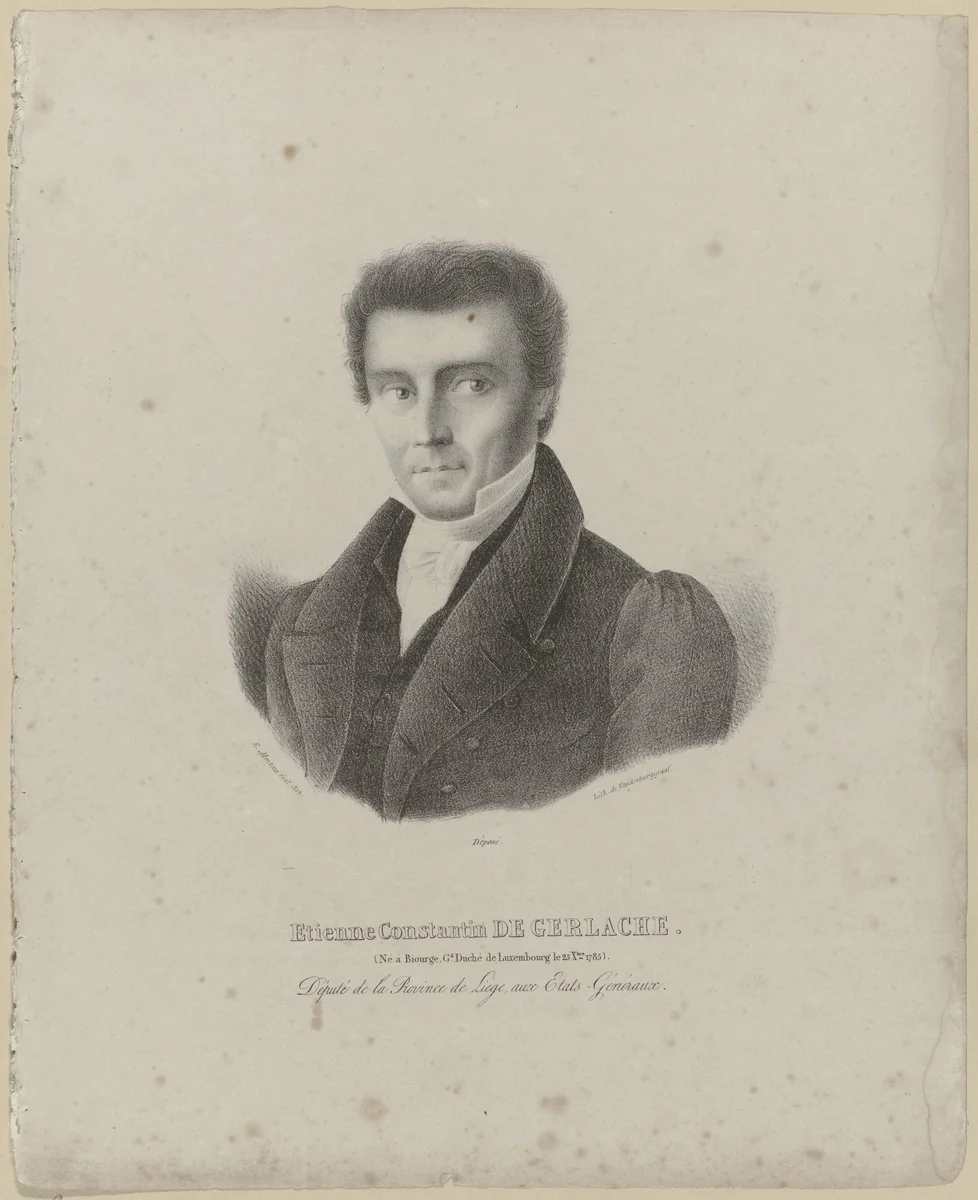 Portret van Etienne Constantin De Gerlache, 1829 by Edouard Montius, print, 1829