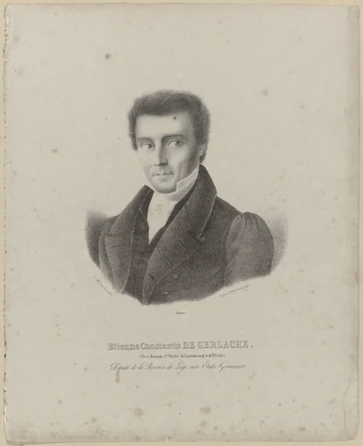 Portret van Etienne Constantin De Gerlache, 1829 by Edouard Montius, print, 1829
