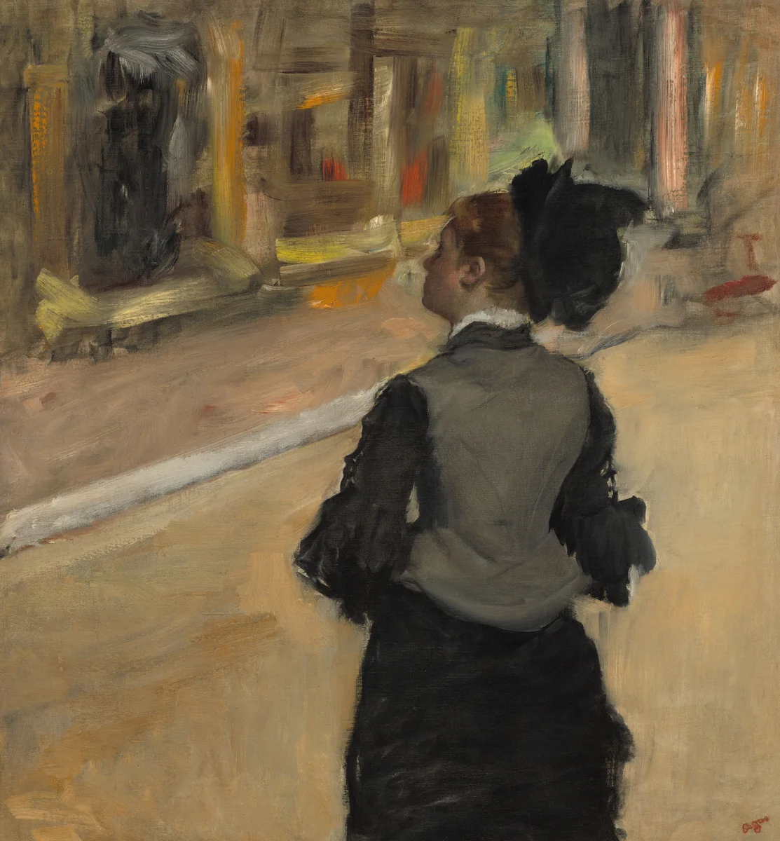 Woman Viewed from Behind (Visit to a Museum) by Edgar Degas, painting, 1879-1885