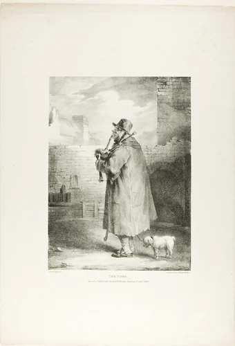 The Piper, plate one from Various Subjects Drawn from Life on Stone by Jean Louis André Théodore Géricault, print, 1821