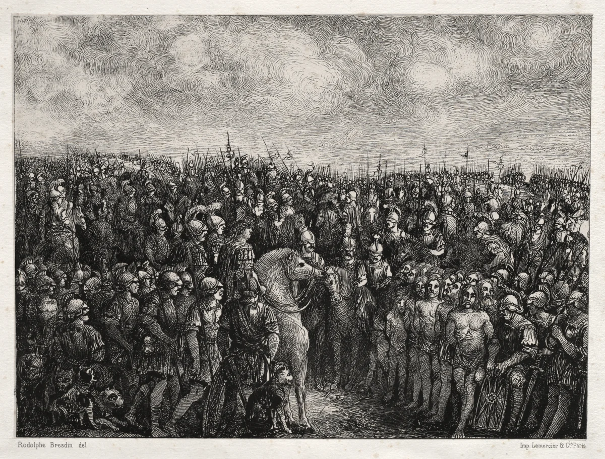 Caesar and his Prisoners by Rodolphe Bresdin, print, 1878