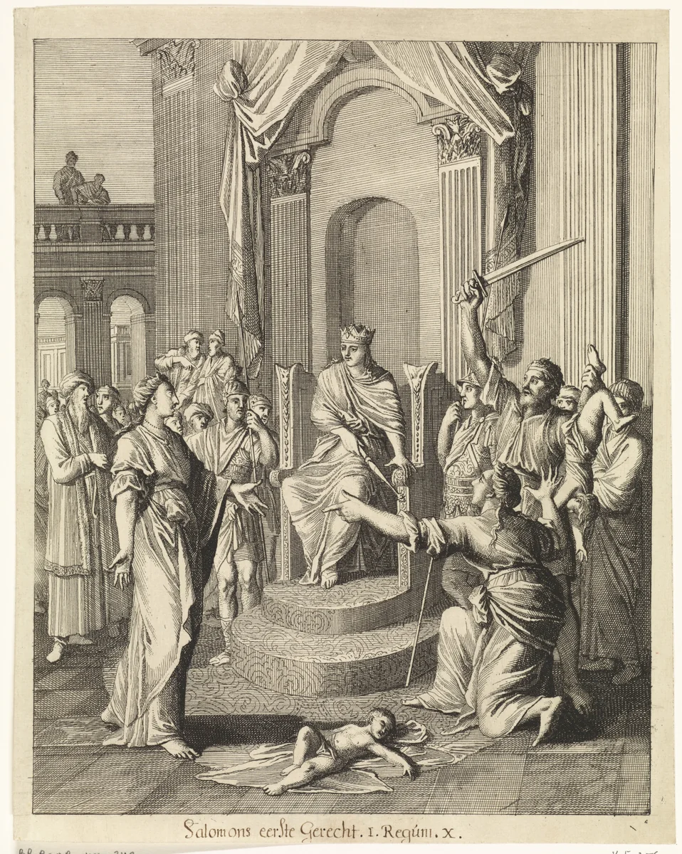 Oordeel van Salomo by Caspar Luyken, print, 1708