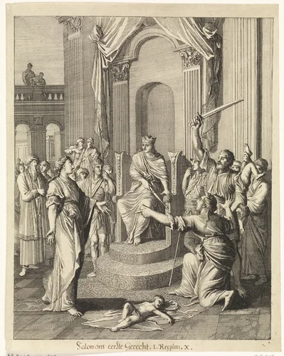 Oordeel van Salomo by Caspar Luyken, print, 1708