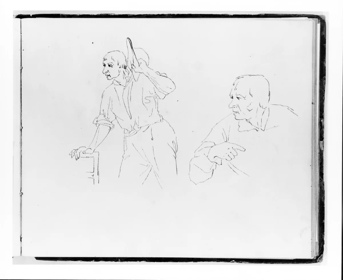 Two Studies of a Man (from sketchbook) by Francis William Edmonds, artwork, 1835-1839
