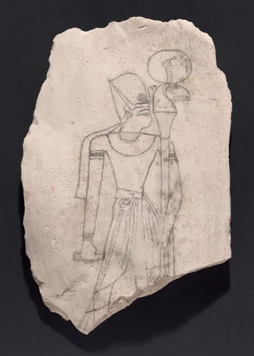 Ostracon with a Drawing of a King by Egyptian, drawing, -1295--1069