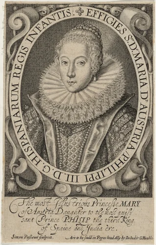 Maria of Austria, Infanta of Spain by Simon van de Passe, print, 1595-1647