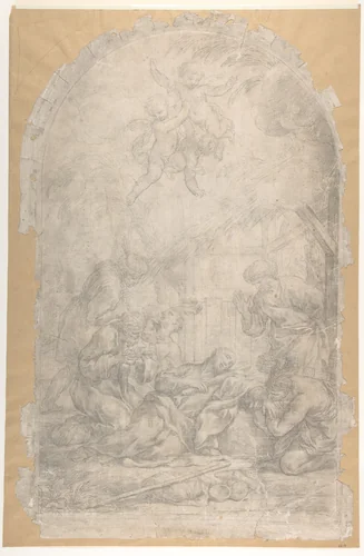 The Death of Saint Francis Xavier by Ciro Ferri, drawing, 1674-1679
