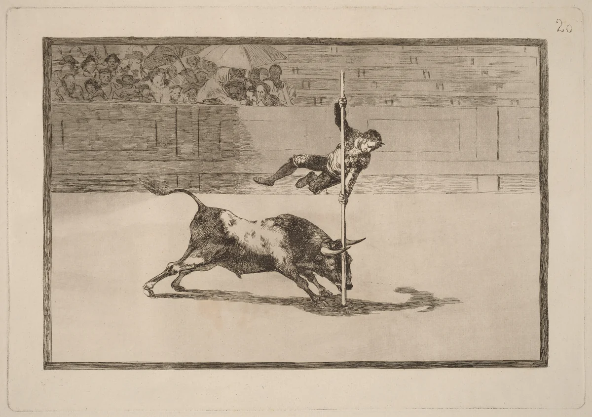 Ligereza y atrevimiento de Juanito Apinani en la de Madrid (The Agility and Audacityof Juanito Apinani in the Ring at Madrid) by Francisco Goya, portfolio, 1816