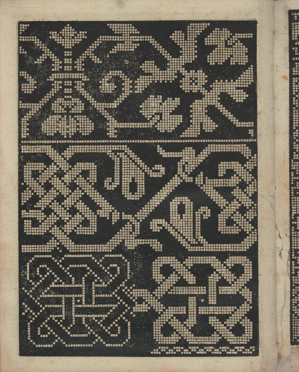 Libbretto nouellamete composto per maestro Domenico da Sera...lauorare di ogni sorte di punti, page 16 (verso) by Domenico da Sera, book, 1532