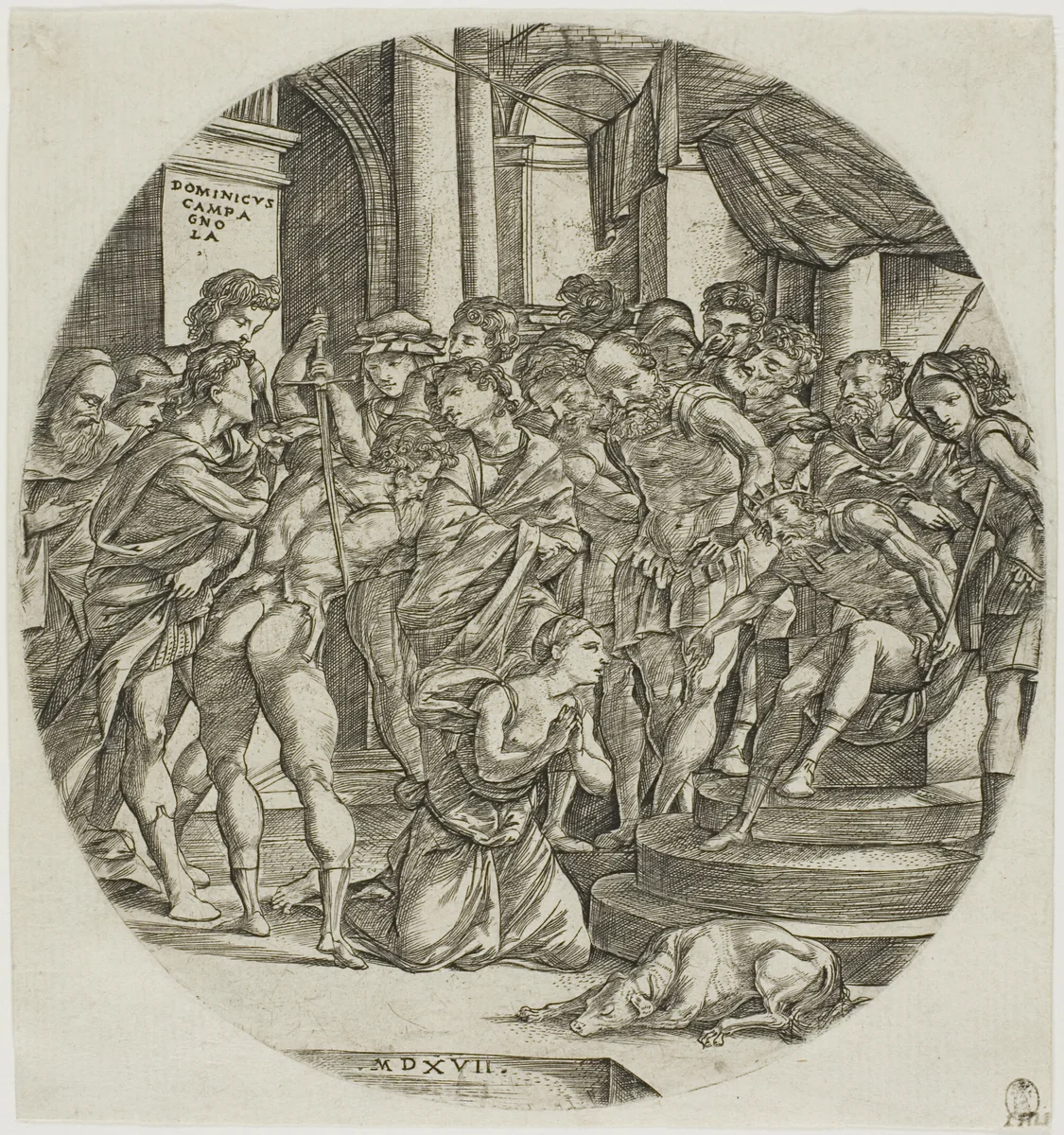 The Beheading of Saint Catherine by Domenico Campagnola, print, 1517