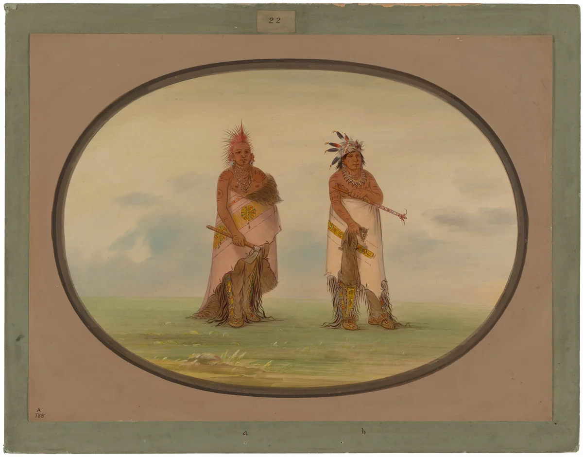 Two Unidentified North American Indians by George Catlin, painting, 1861-1869