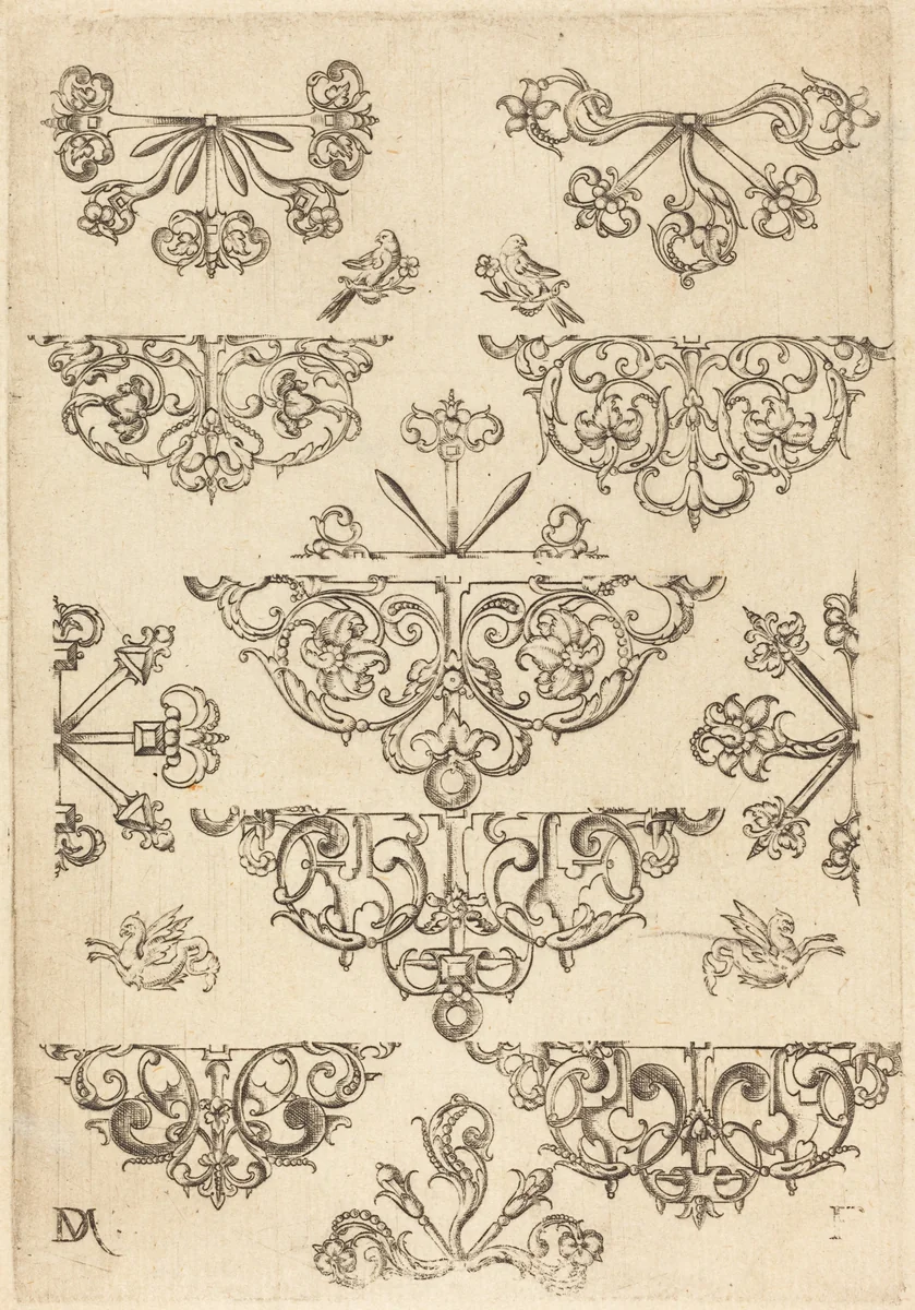 Twelve Studs by Daniel Mignot, print, 1516-1653