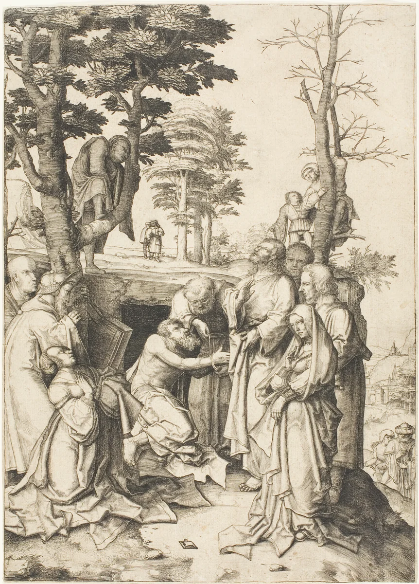 The Raising of Lazarus by Lucas van Leyden, print, 1502-1512