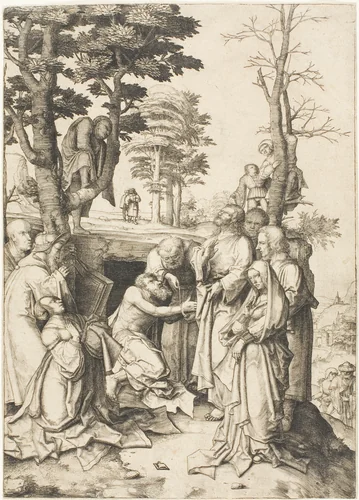 The Raising of Lazarus by Lucas van Leyden, print, 1502-1512