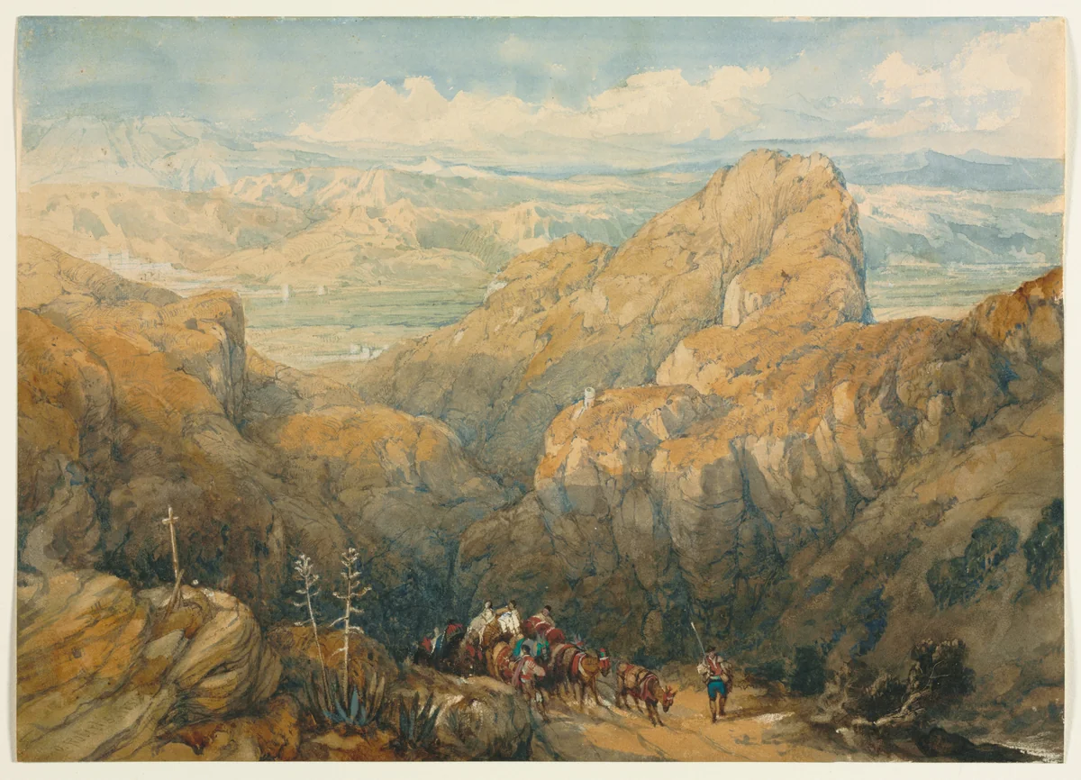 Descent into the Plain of Granada by David Roberts, drawing, 1834