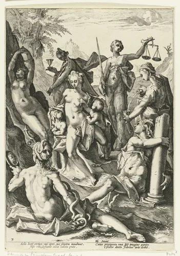 De zeven deugden by Unknown, print, 1588