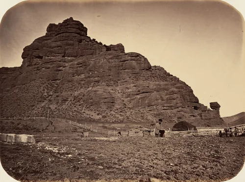 Plate 34. Sentinel Rock, Weber Valley by Andrew Joseph Russell, photograph, 1869