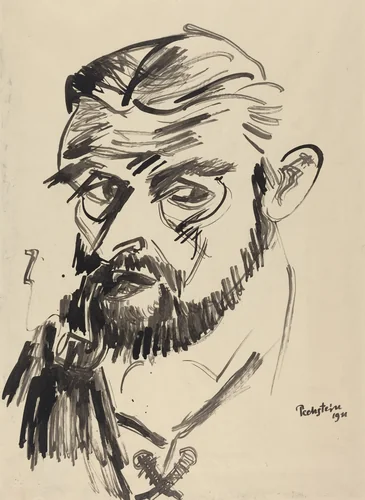 Man with a Pipe by Max Pechstein, drawing, 1911