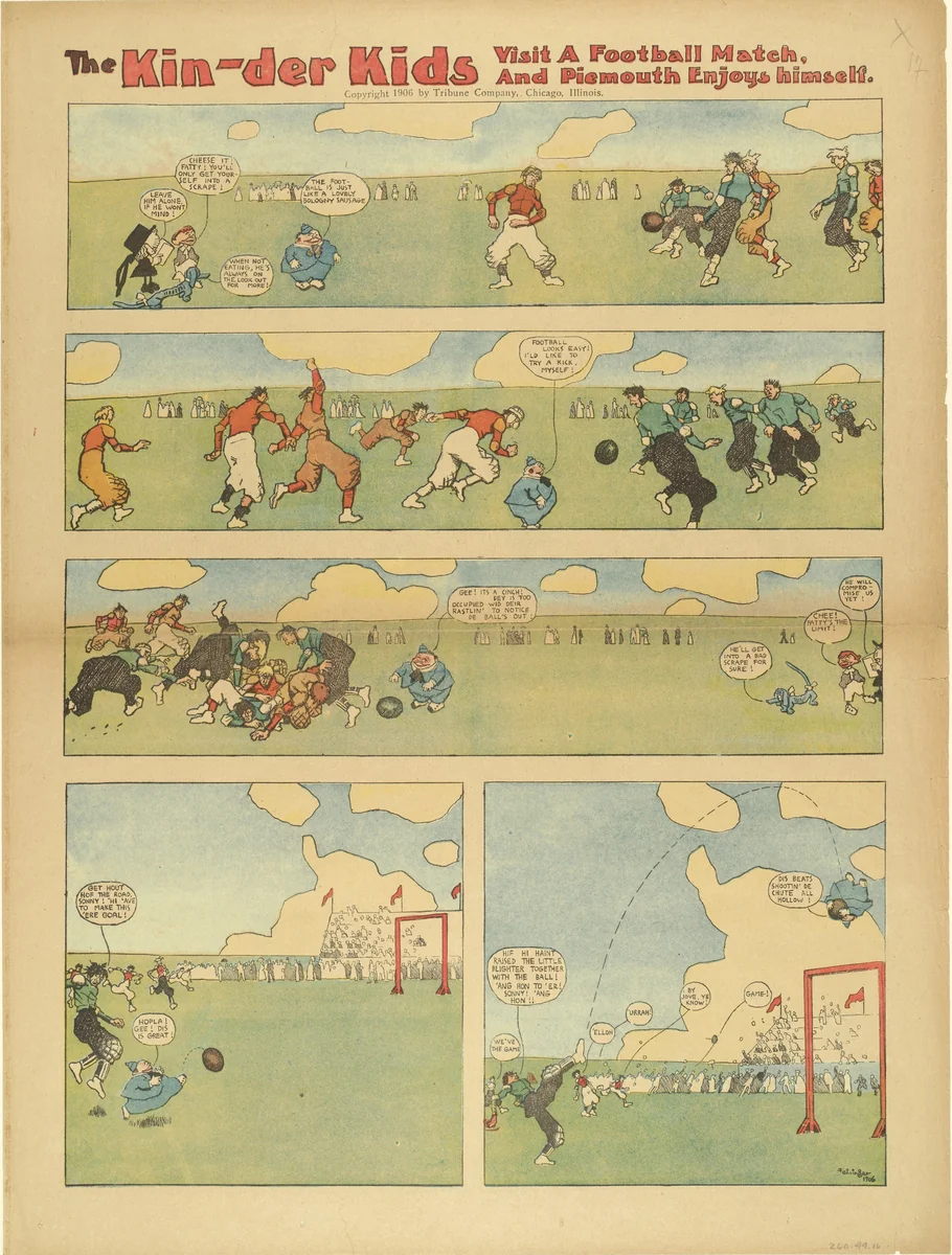 The Kin-der-Kids Visit a Football Match and Piemouth Enjoys Himself from The Chicago Sunday Tribune by Lyonel Feininger, print, 1906
