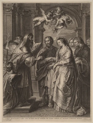 The Marriage of the Virgin by Schelte Adams Bolswert, print, 1586-1659