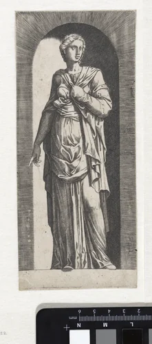 Sibille wijzend met haar rechterhand by Lambertus Suavius, print, 1520-1567