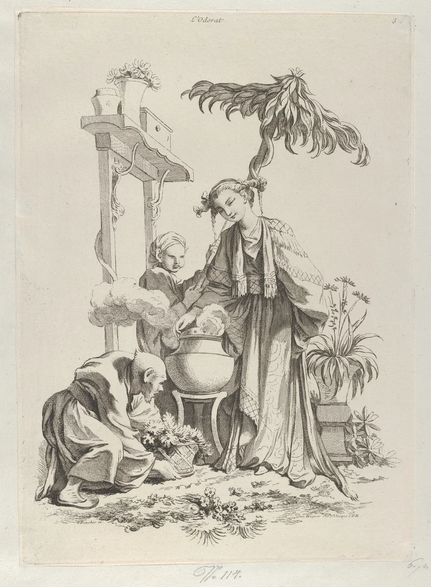 Smell by François Boucher, print, 1720-1770