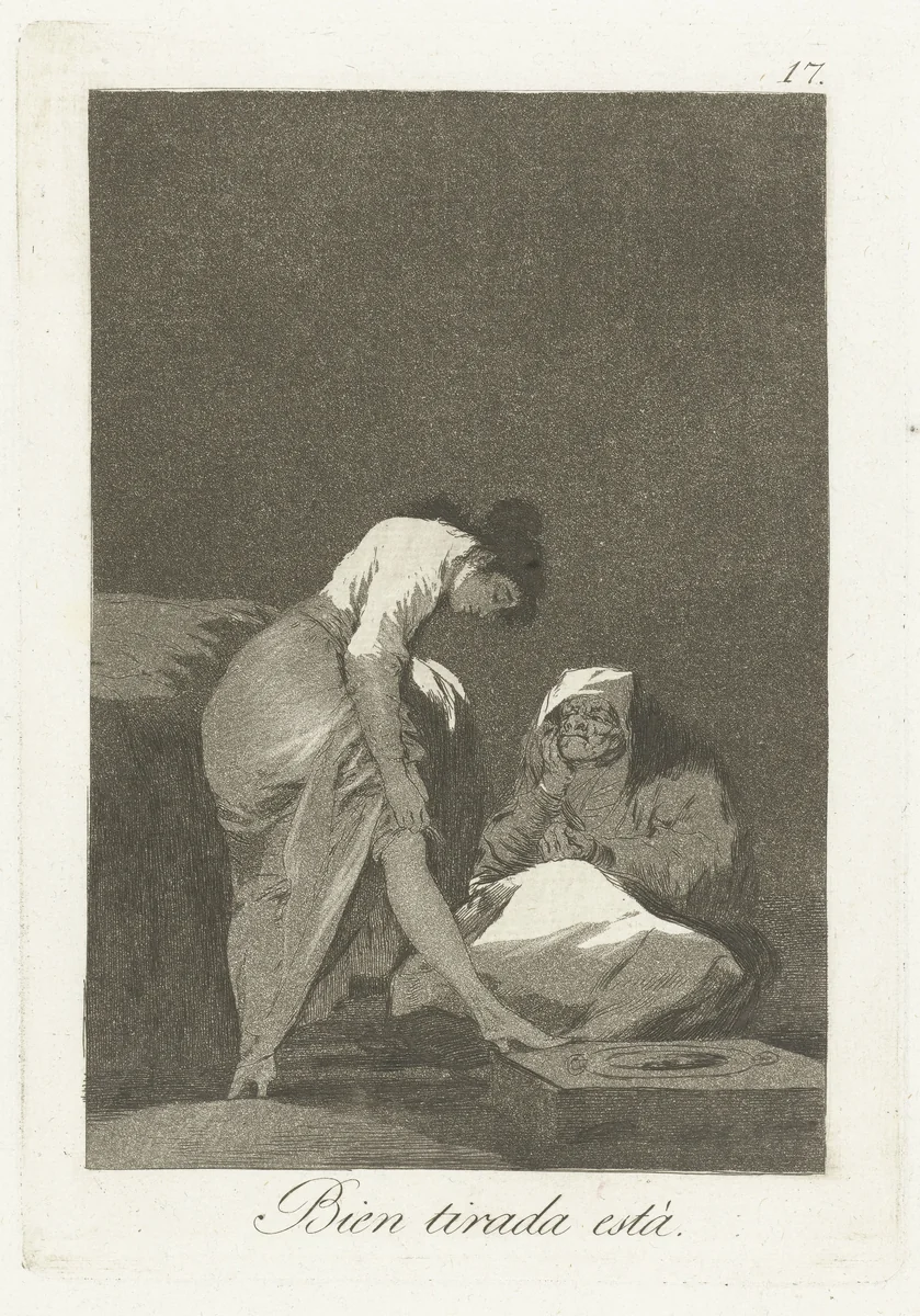 Hij is goed aangetrokken by Francisco de Goya, print, 1797-1799