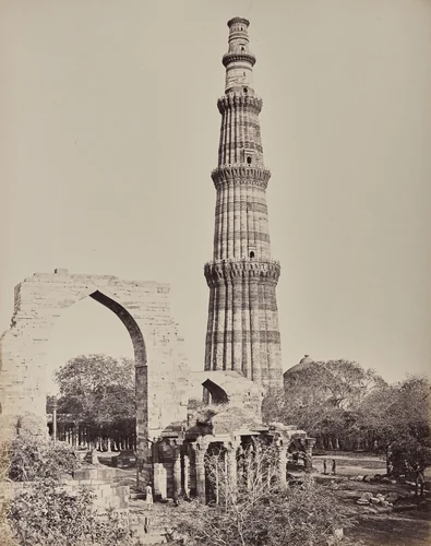 Delhi. The Kootub Minar or Tower in the Ruined City of Old Delhi by Samuel Bourne, photograph, 1863-1870