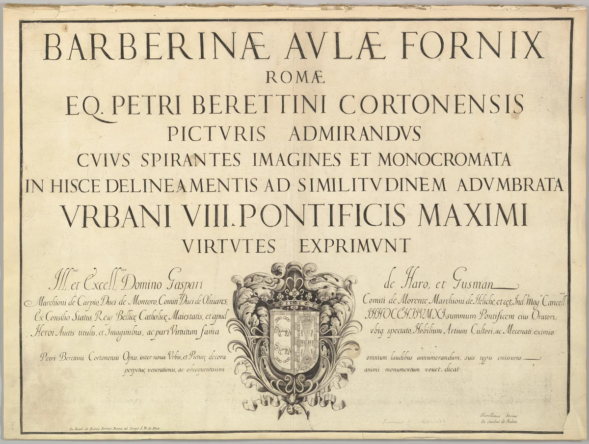 Title Page, from "Barberinae aulae fornix" by anonymous, print, 1672-1682