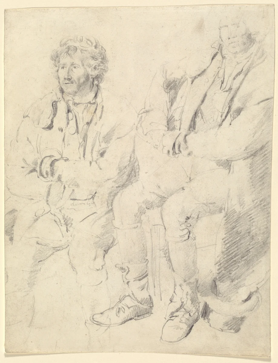Two Studies of a Seated Man by James Ward, drawing, 1769-1859