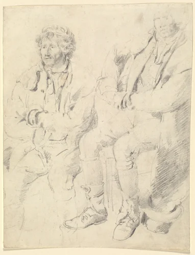 Two Studies of a Seated Man by James Ward, drawing, 1769-1859