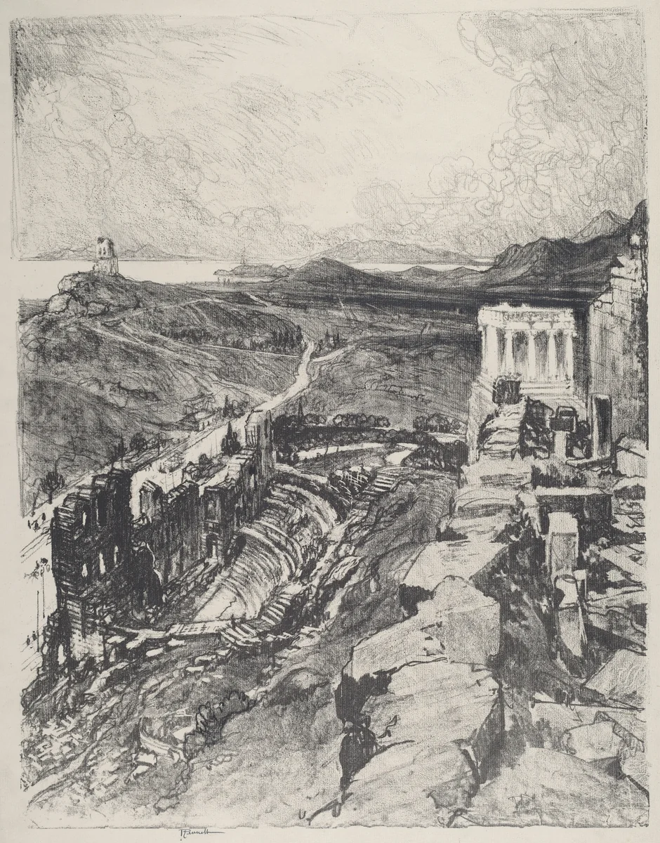 The Odeon, Athens by Joseph Pennell, print, 1913