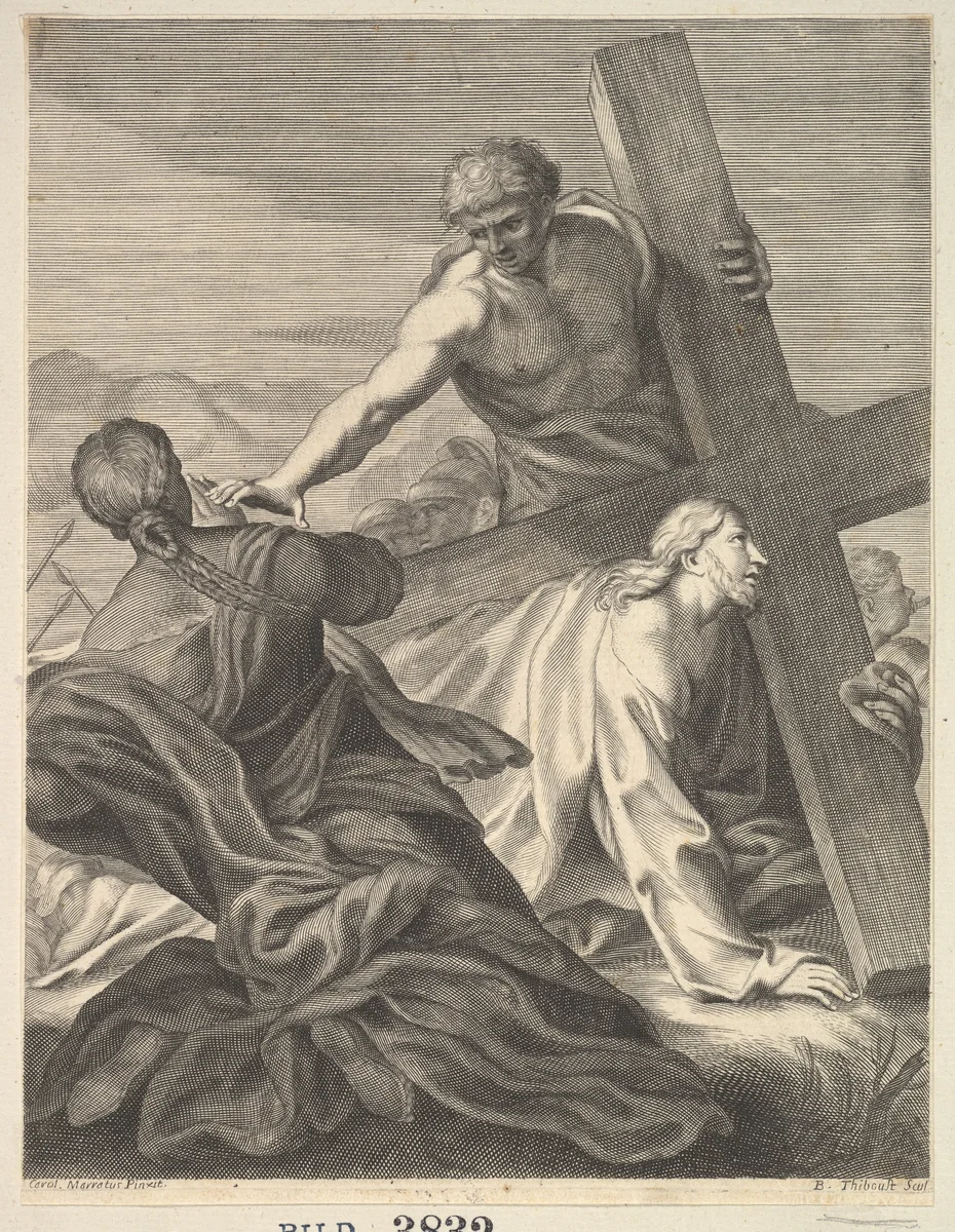 Christ Carrying the Cross by Benoit Thiboust, print, 1680-1719
