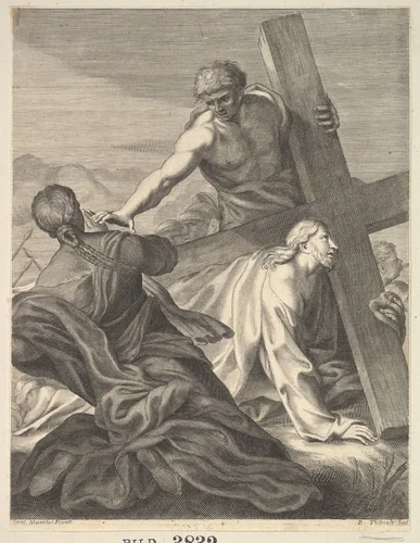 Christ Carrying the Cross by Benoit Thiboust, print, 1680-1719