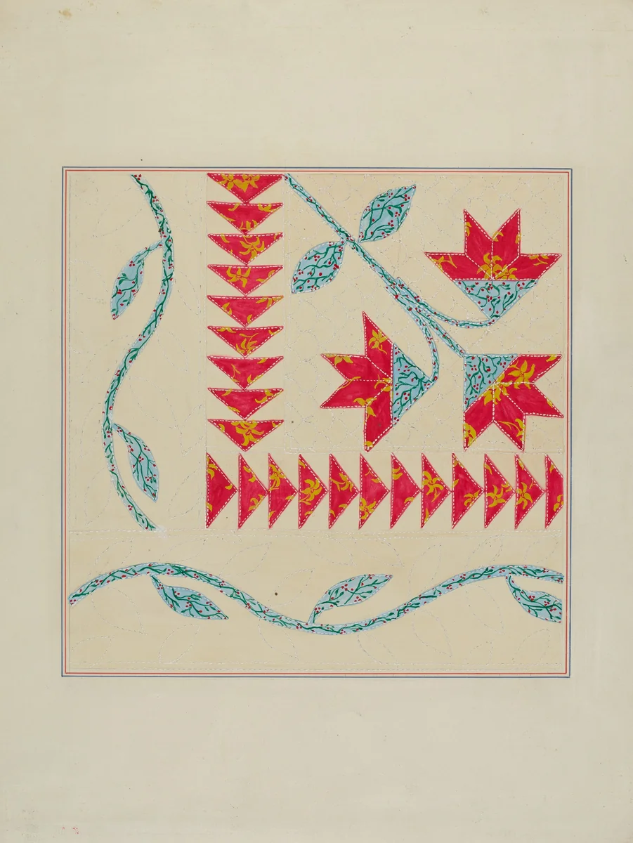 Quilt (Corner) by William Kieckhofel, index of american design, 1940