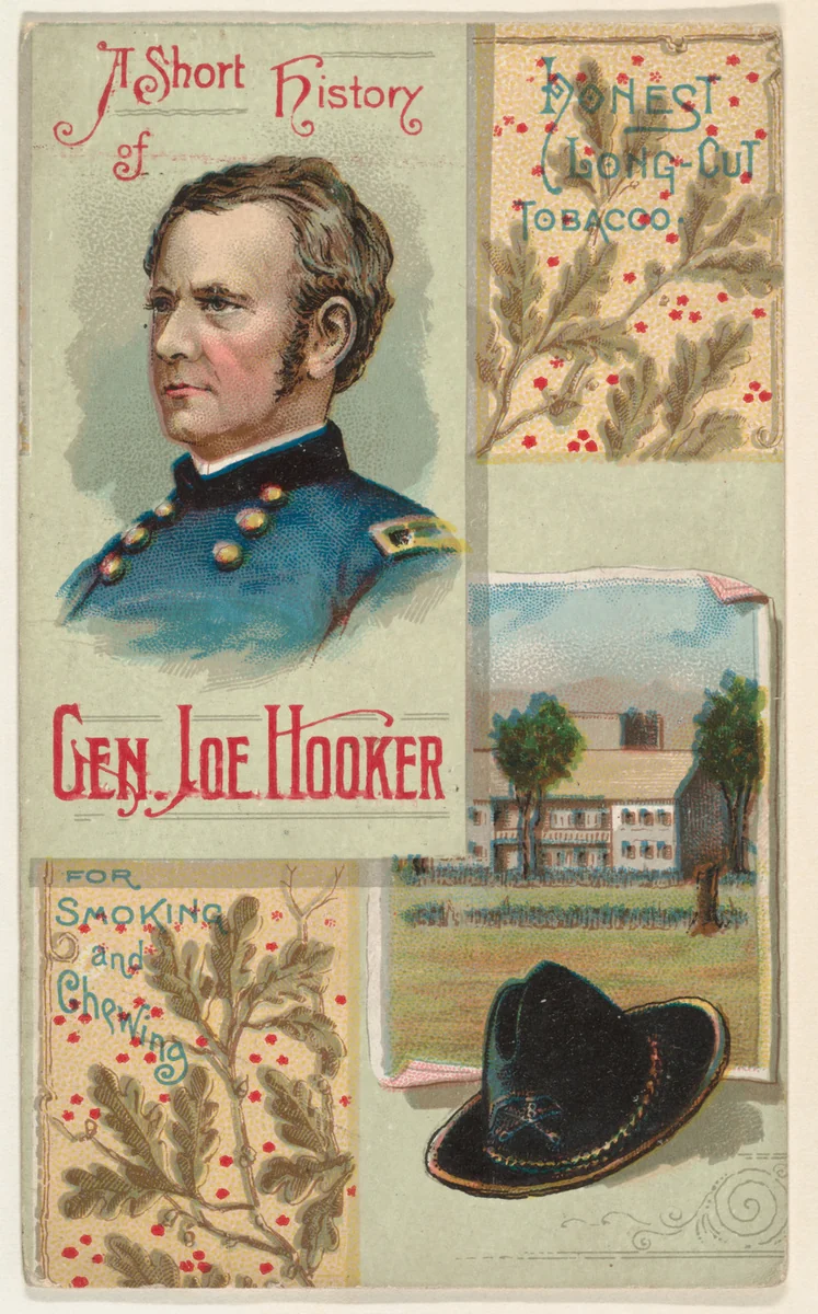 A Short History of General Joe Hooker, from the Histories of Generals series (N114) issued by W. Duke, Sons & Co. to promote Honest Long Cut Smoking and Chewing Tobacco by W. Duke, Sons & Co., print, 1888