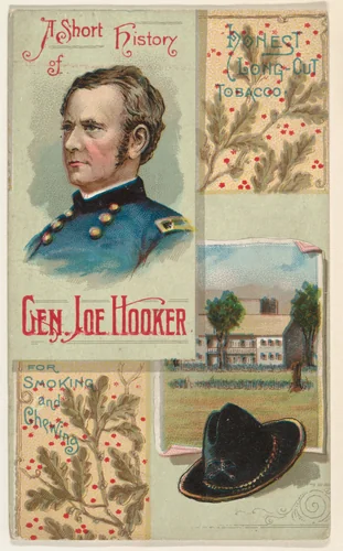 A Short History of General Joe Hooker, from the Histories of Generals series (N114) issued by W. Duke, Sons & Co. to promote Honest Long Cut Smoking and Chewing Tobacco by W. Duke, Sons & Co., print, 1888