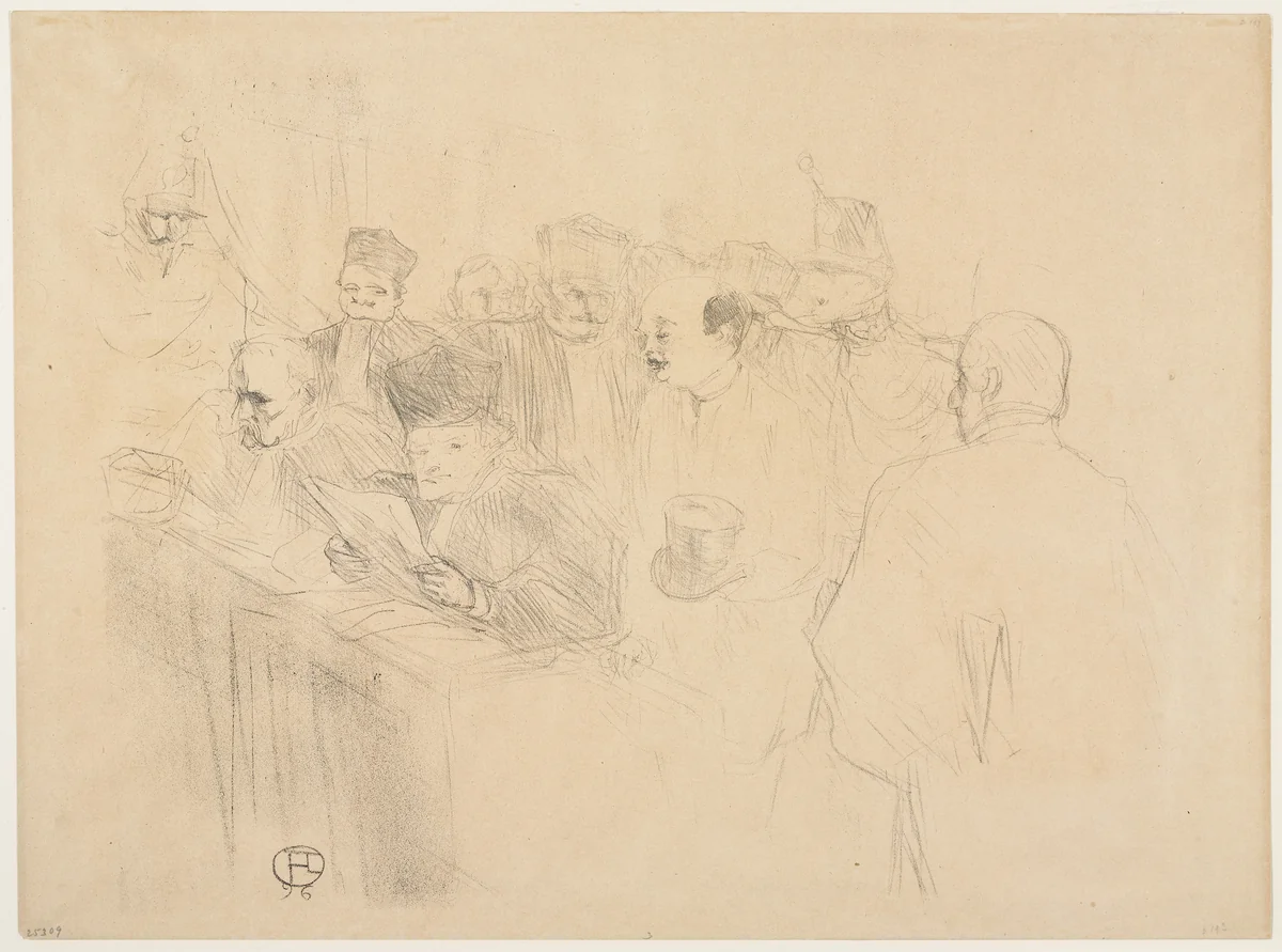The Arton Trial (Procès Arton), third plate by Henri de Toulouse-Lautrec, print, 1896