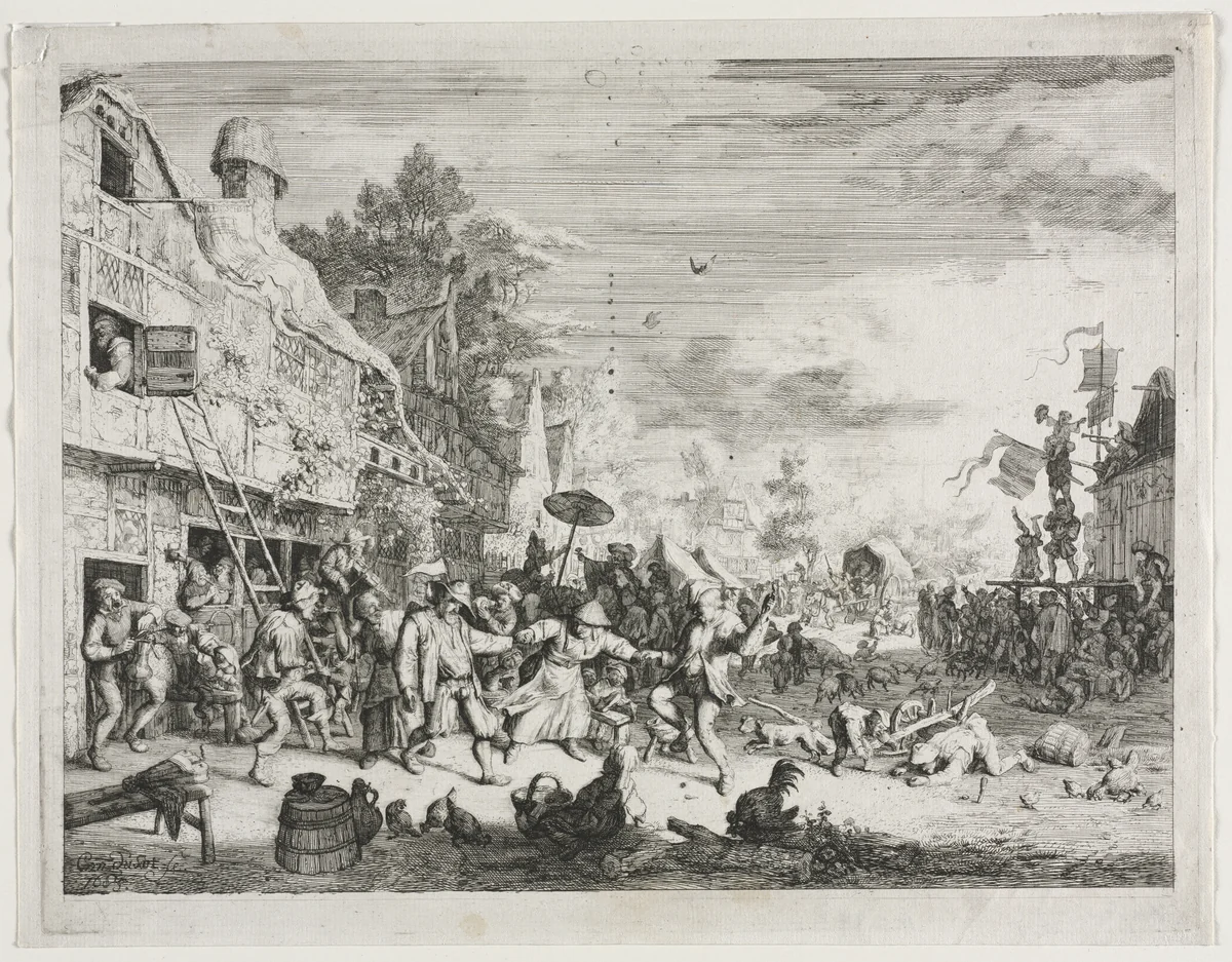 Village Fair by Cornelis Dusart, print, 1680-1690