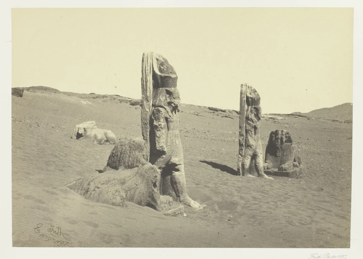 Colossi and Sphynx at Wady Saboua, Nubia by Francis Frith, photograph, 1857