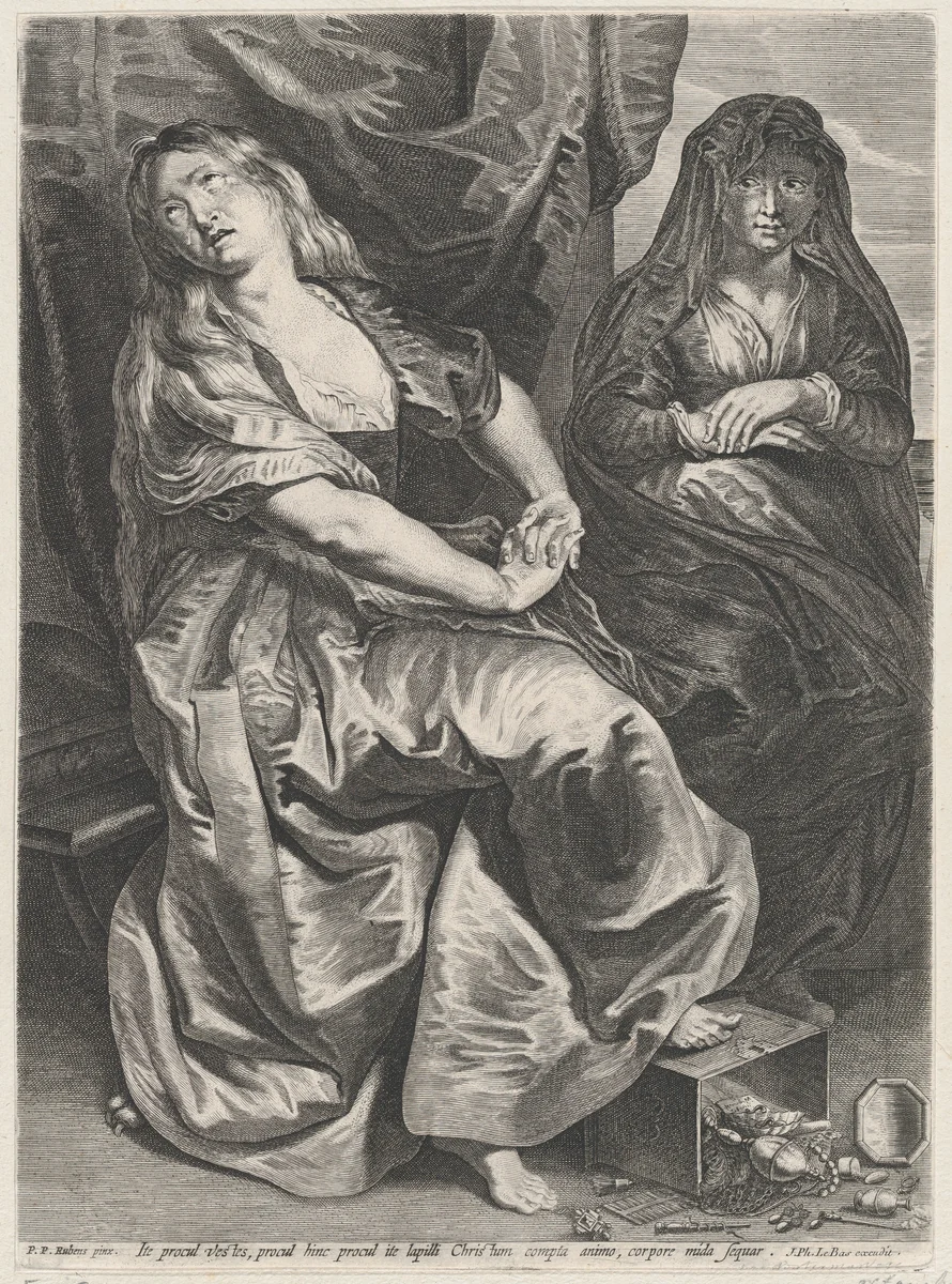 St. Mary Magdalen Trampling Her Valuables by Lucas Vorsterman, print, 1622-1623