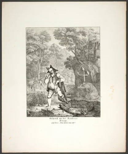Ghost on the Kanderer Road (Gespenst an der Kanderer Strasse), plate six from the series Poems in the Dialect of the Upper Rhine Region (Zehn Blätter zu Hebels Alemannischen Gedichten) by Sophie Reinhard, print, 1820