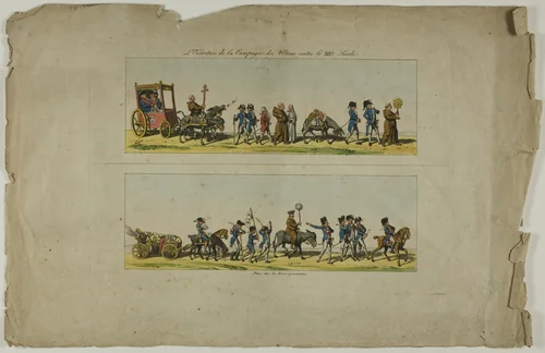 Plates One and Two, from L'Ouverture de la Campagne des Ultras contre la XIXe siecle by Unknown Artist, print, 1800-1899
