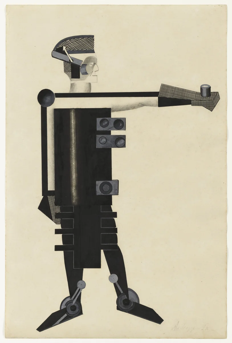 Guardian of Energy. Costume design for the film Aelita by Yakov Protazanov by Alexandra Exter, drawing, 1924