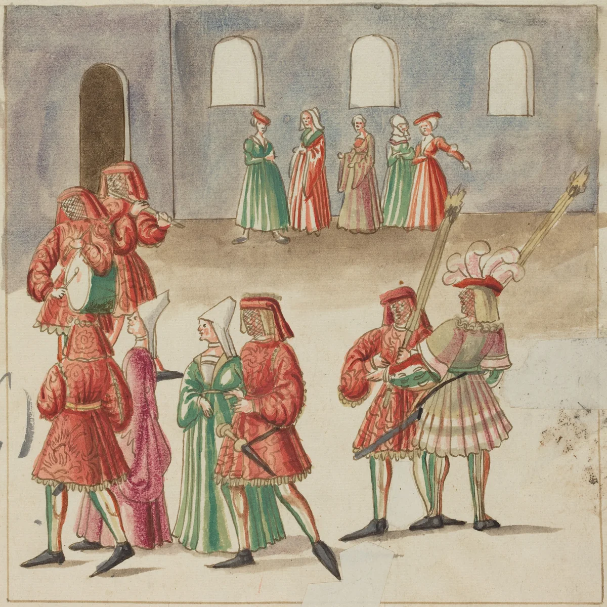 Masquerade by German 16th Century, drawing, 1515