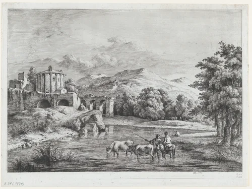 View of the Temple of Vesta by Jean Jacques de Boissieu, print, 1774
