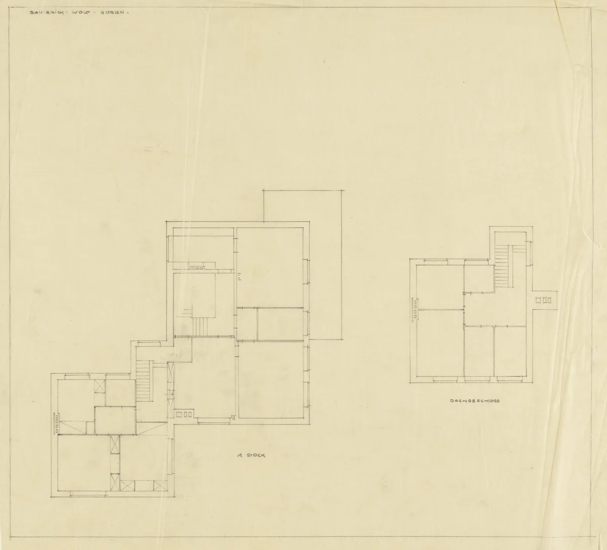 Wolf House, Gubin, Poland, Plan by Ludwig Mies van der Rohe, mies van der rohe archive, 1925
