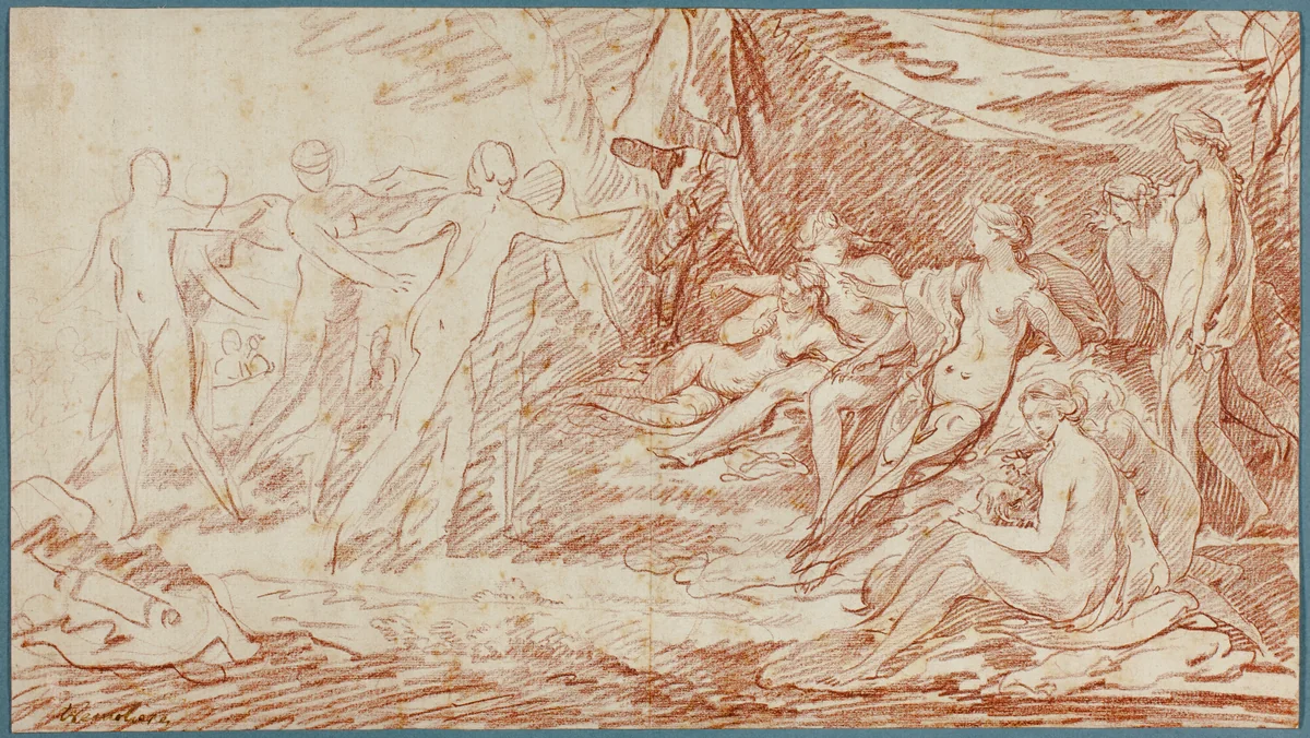 The Bath of Diana by Pierre Charles Trémolières, drawing, 1728-1739