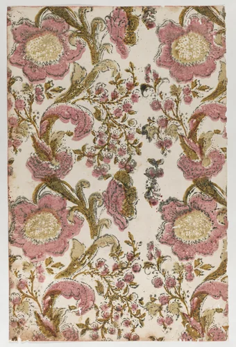 Sheet with overall floral pattern by anonymous, print, 1700-1800